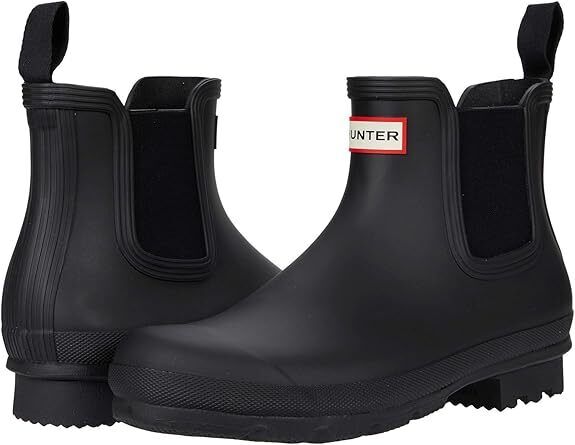 Hunter Men's Original Chelsea Pull On Rubber Waterproof Boots MFS9116RMA Black